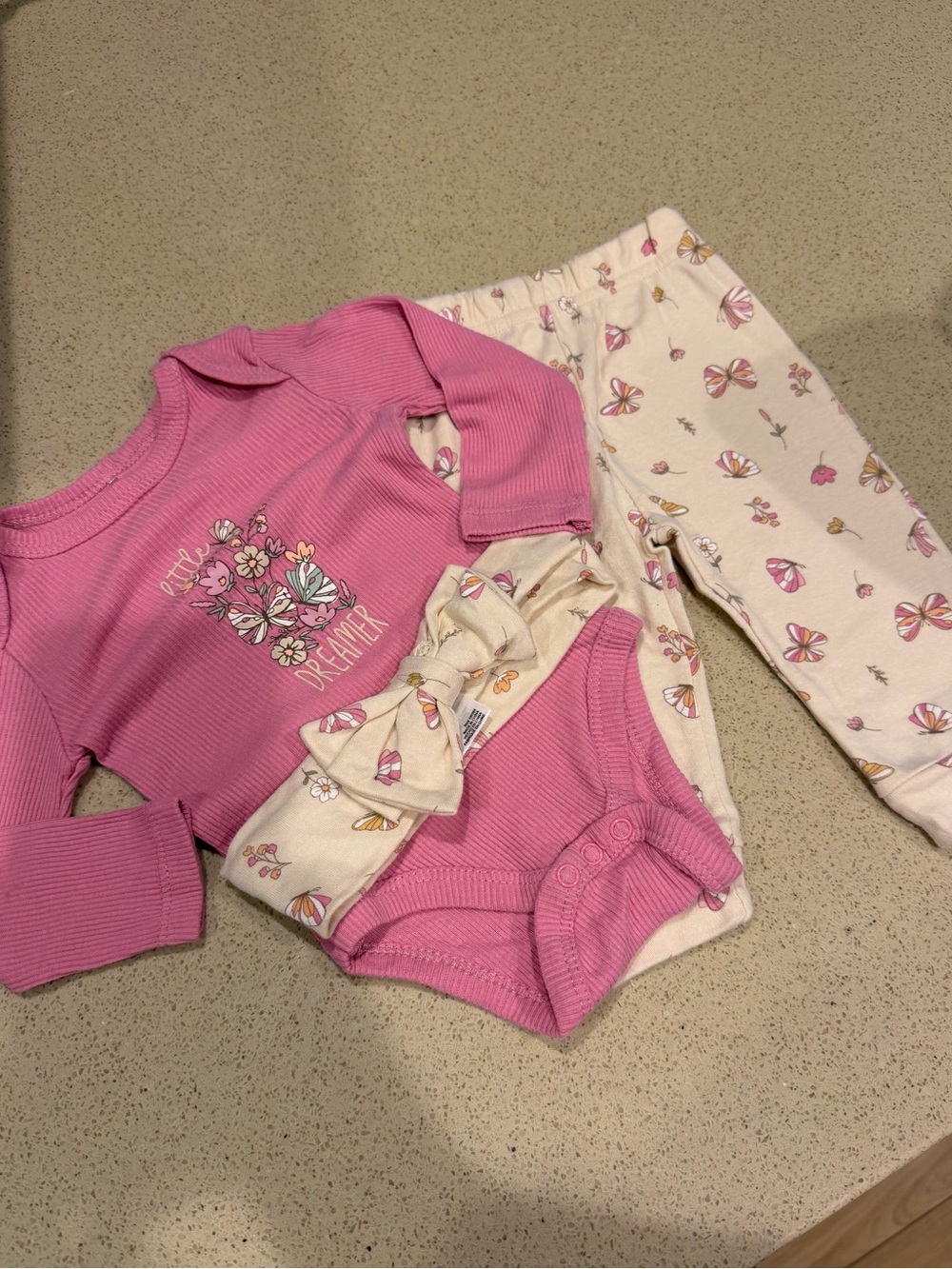 Pink Floral 'Little Dreamer' Baby One-Piece Set